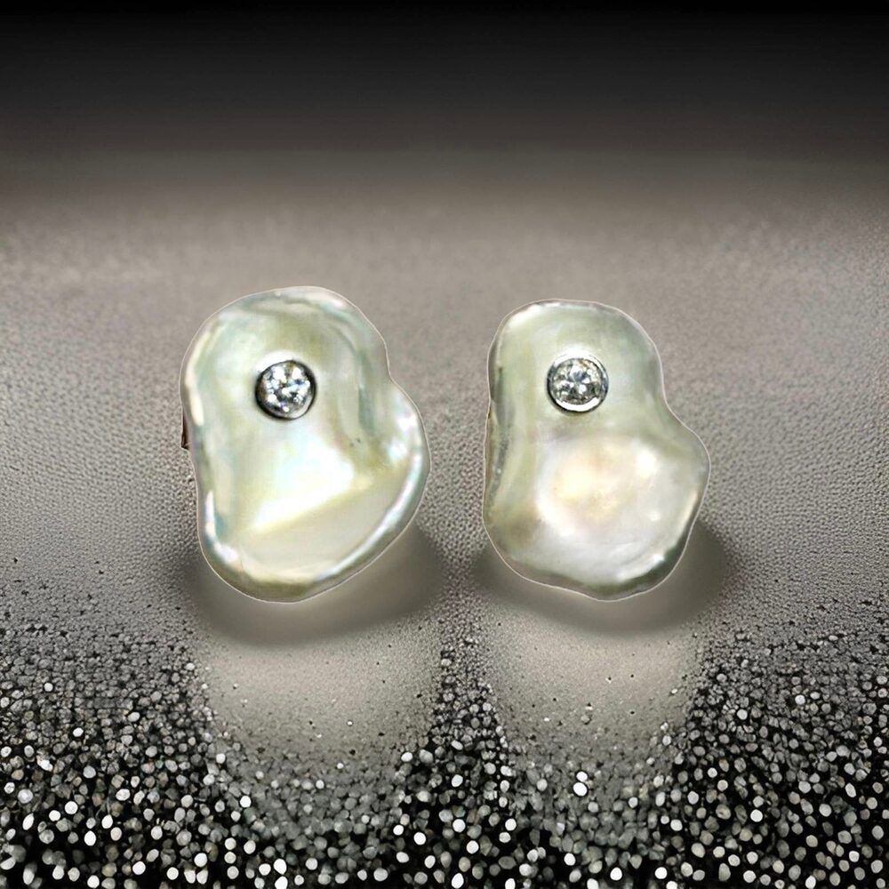 Diamond Fresh Water Pearl Cufflinks 14k Gold 0.45 TCW Certified $2,490 010960